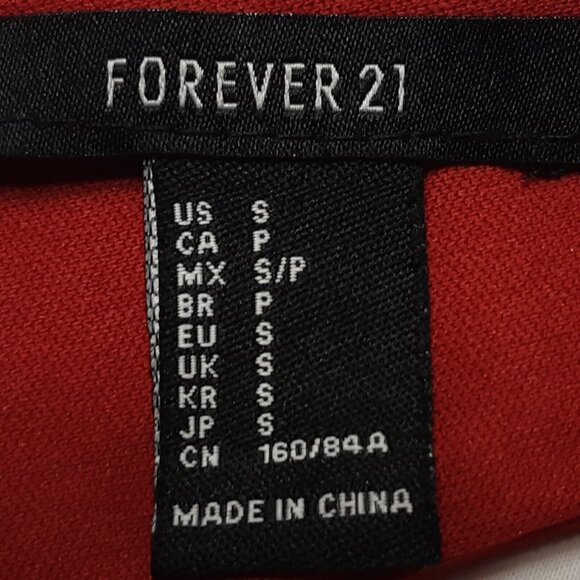 Forever 21 Dress Womens Juniors Small Red Peplum Short Sleeveless Ruffle Stretch - Picture 13 of 14